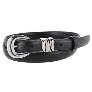 CTM Women's Skinny Leather Dress Belt with Keeper Detail